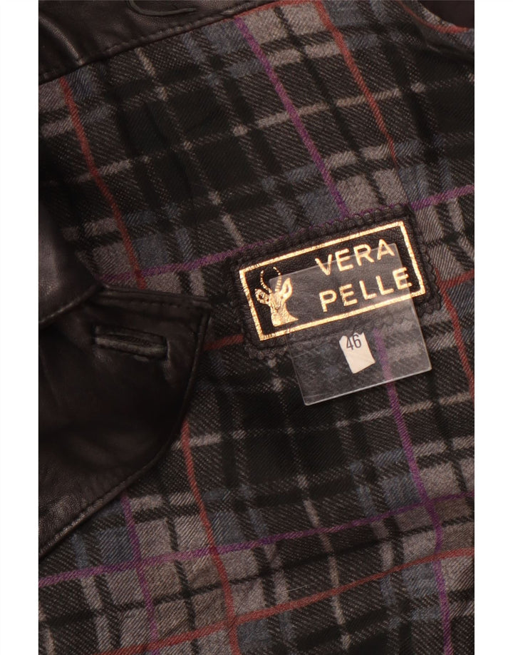 Vintage oversized læderfrakke til kvinder IT 56 Stort sort læder