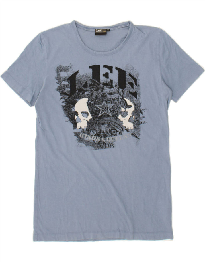 LEE Mens Graphic T-Shirt Top Medium Blue Cotton Vintage Lee and Second-Hand Lee from Messina Hembry 