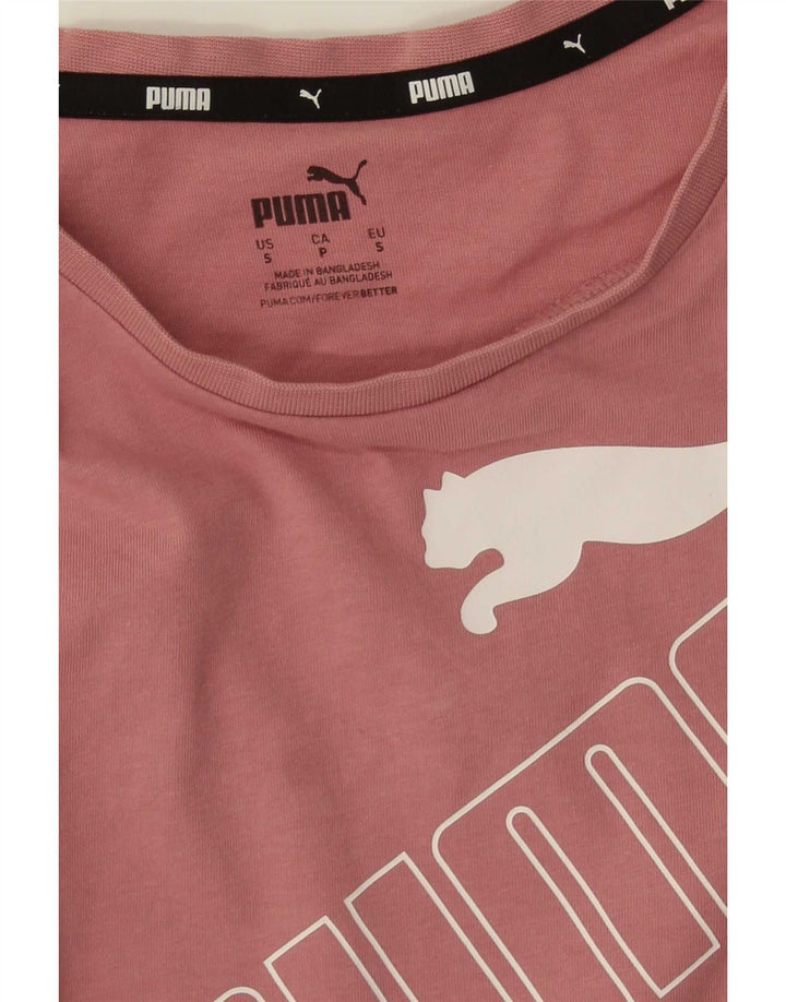 Puma Graphic T-Shirt Top UK 10 Small Pink
