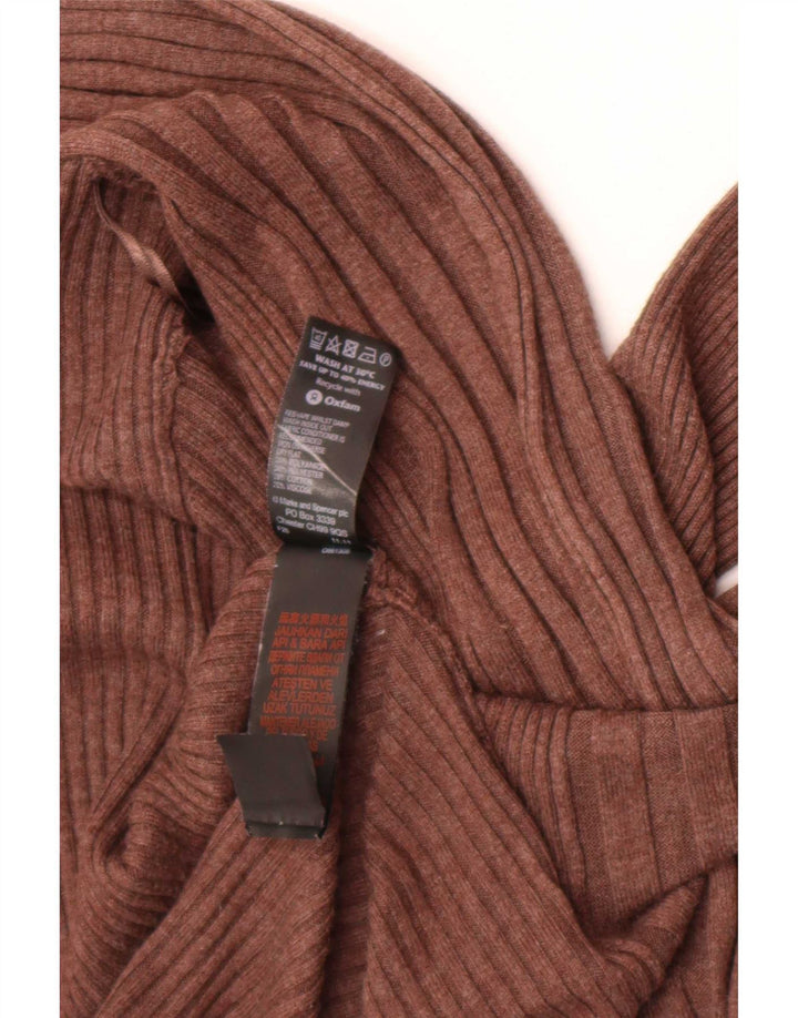 Marks & Spencer Dame Asymmetrisk Åben Cardigan Sweater UK 14 Medium Brun