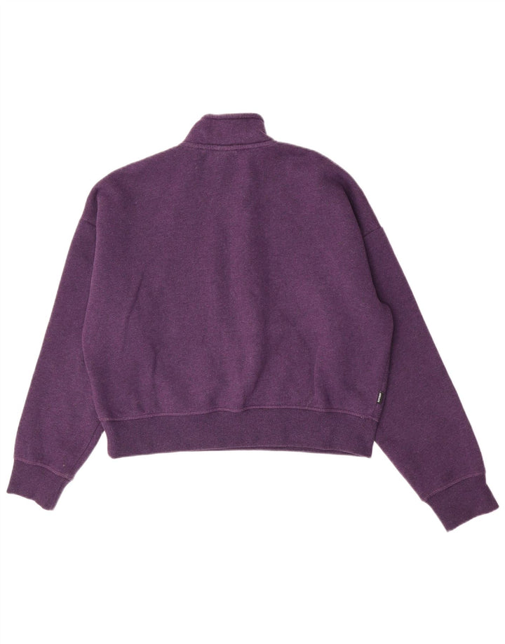 Superdry Womens Oversized Crop Sweatshirt Jumper UK 14 Large Purple
