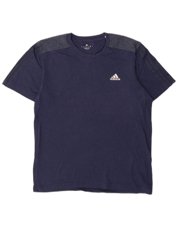 Adidas Herre Climalite T-Shirt Top Medium Marineblå Bomuld