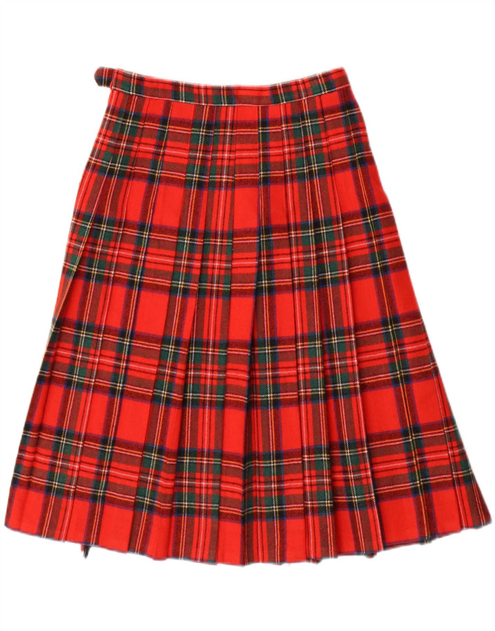 Vintage Kvinder Wrap Plisseret nederdel W26 Lille Rød Plaid