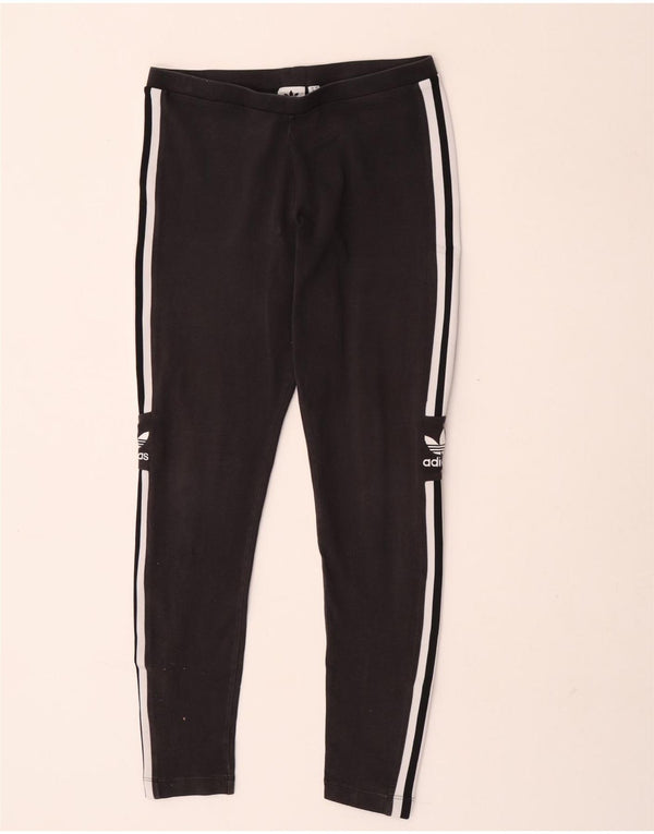 Adidas Dame Grafiske Leggings UK 14 Medium Sort Bomuld
