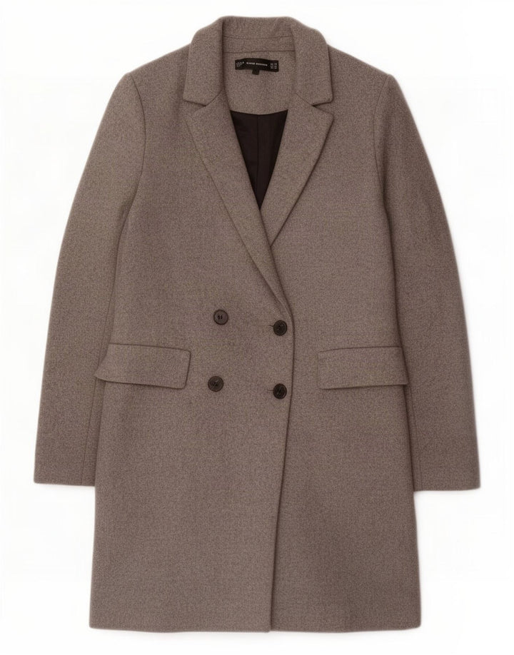 Zara Dame Oversized Dobbeltradet Frakke UK 6 XS Grå