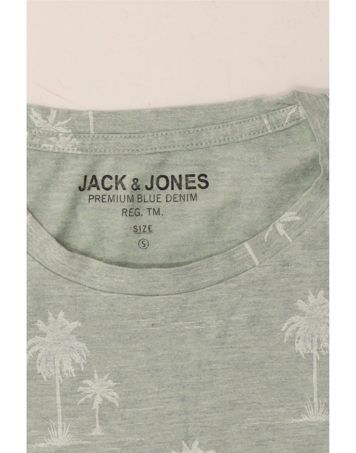JACK & JONES Mens Abstract Pattern T-Shirt Top Small Green Cotton Vintage Jack & Jones and Second-Hand Jack & Jones from Messina Hembry 
