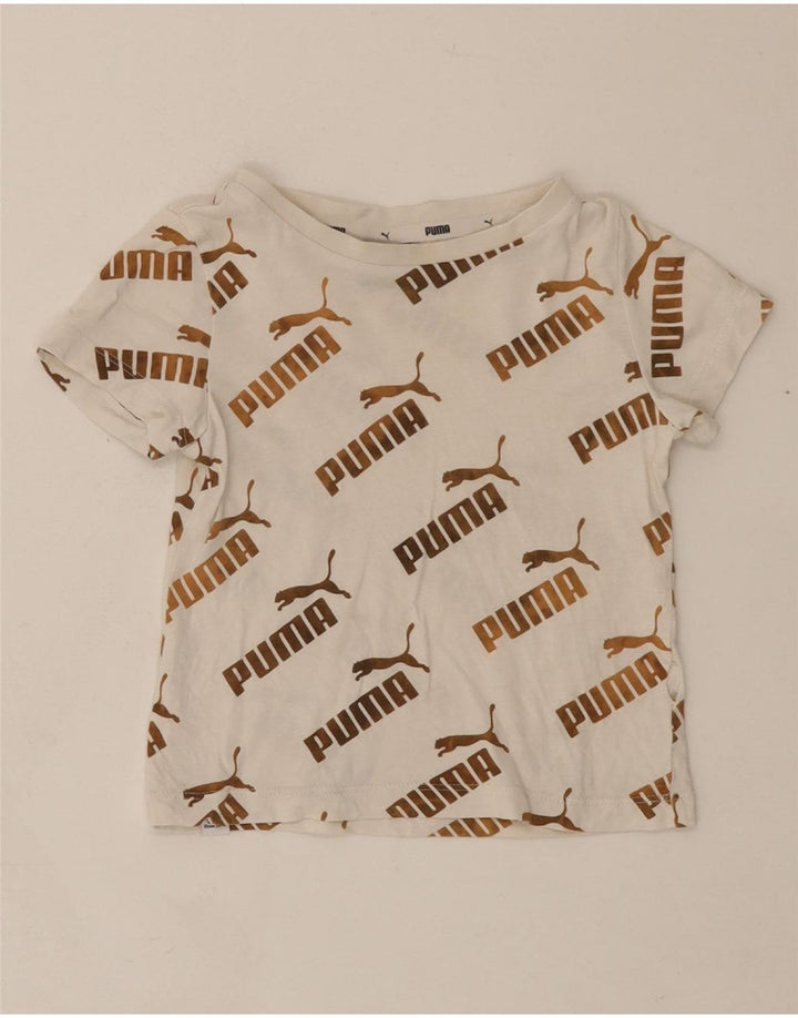 PUMA Girls Graphic T-Shirt Top 3-4 Years White Vintage Puma and Second-Hand Puma from Messina Hembry 