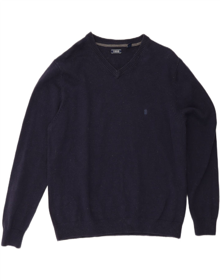 IZOD Mens V-Neck Jumper Sweater 2XL Navy Blue Cotton Vintage Izod and Second-Hand Izod from Messina Hembry 