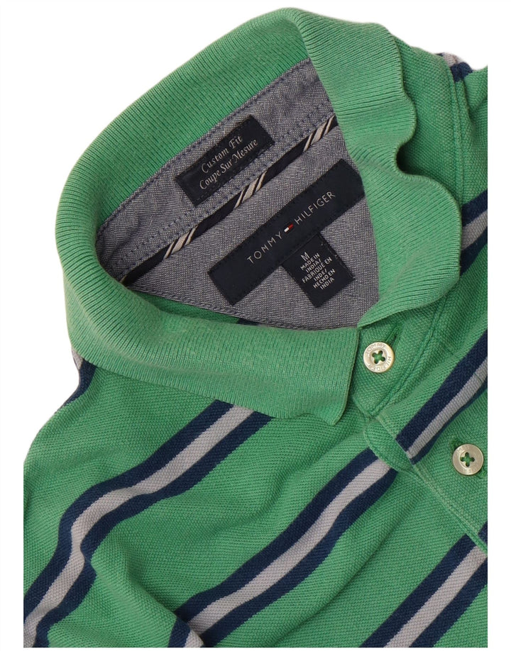 Tommy Hilfiger Herre Custom Fit Polo Shirt Medium Grøn Stribet