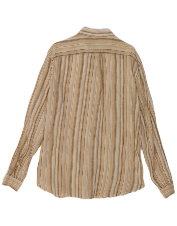 Benetton Herreskjorte Medium Beige Stribet hør