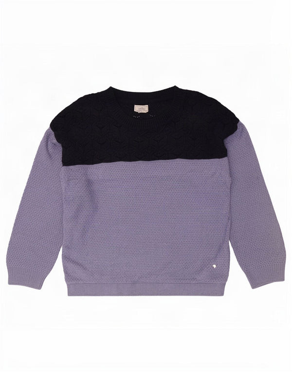 Fat Face Dame Boat Neck Jumper Sweater UK 12 Medium Purple Colourblock