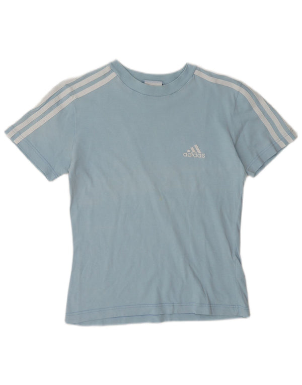 Adidas Dame T-Shirt Top UK 10 Lille Blå Bomuld