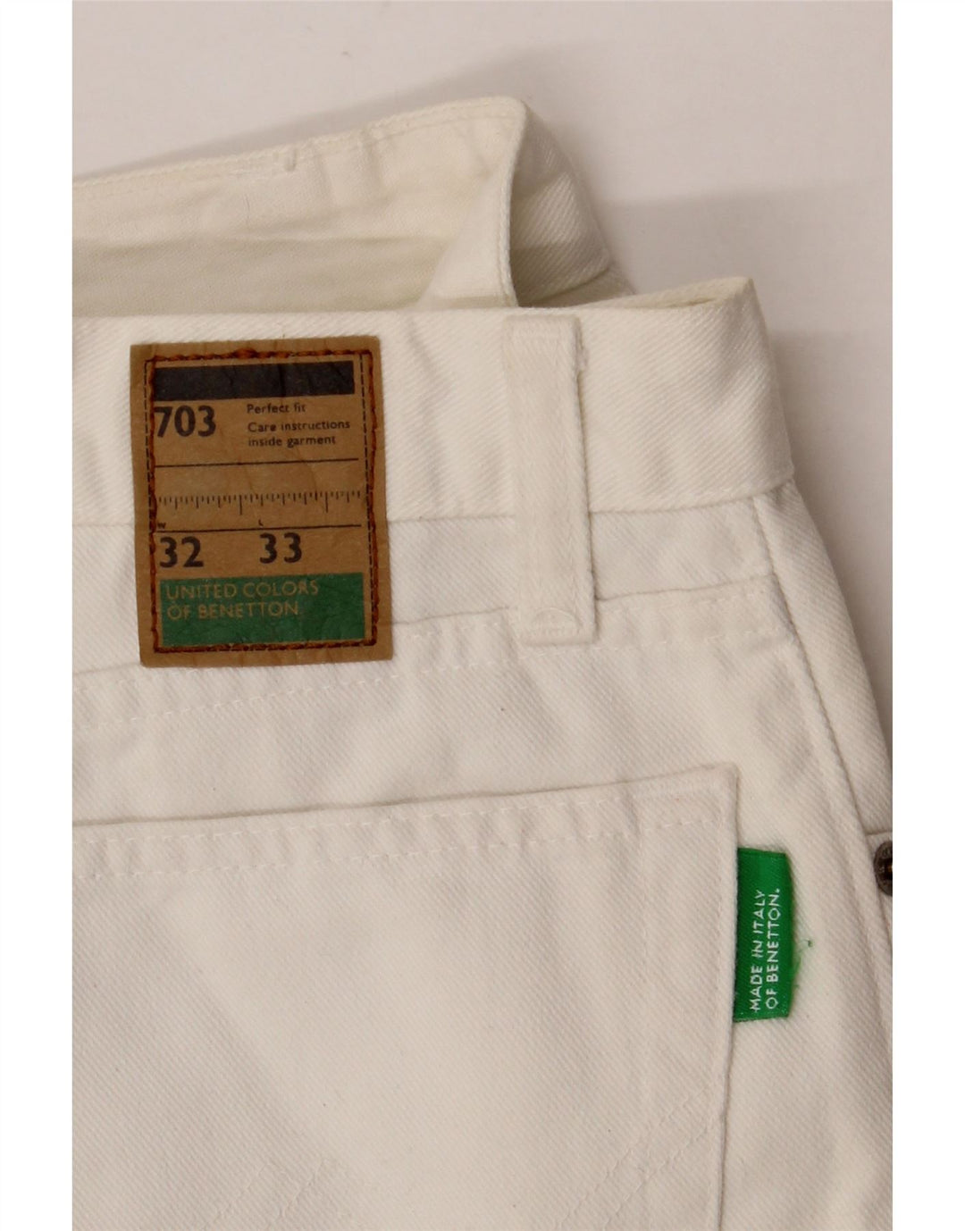 BENETTON koniske jeans til kvinder W32 L30 Hvid bomuld