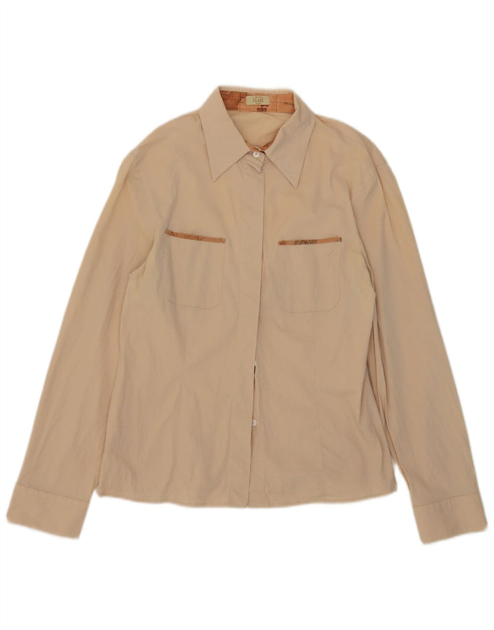 ALVIERO MARTINI Dameskjorte UK 16 Stor Beige Bomuld