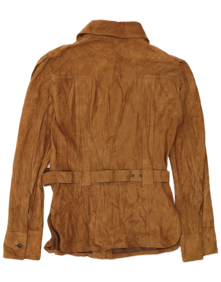 VINTAGE Militærjakke i ruskind til kvinder IT 42 medium brunt læder