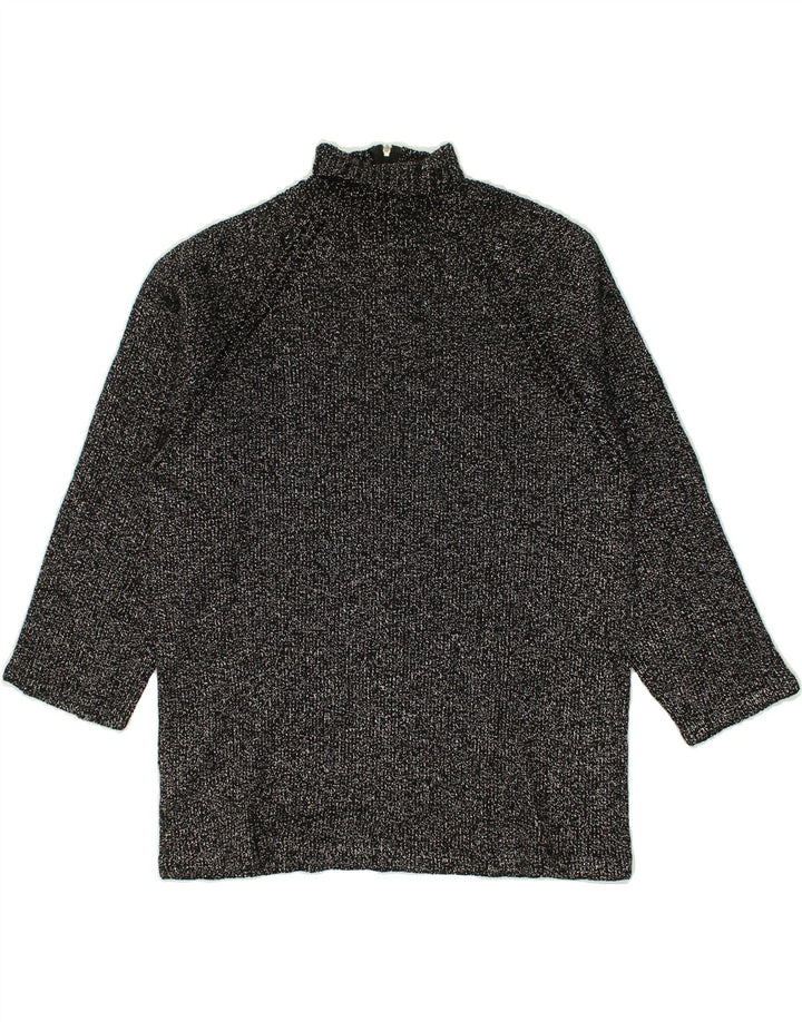VINTAGE Womens Zip Neck Jumper Sweater UK 10 Small Black | Vintage Vintage | Thrift | Second-Hand Vintage | Used Clothing | Messina Hembry 