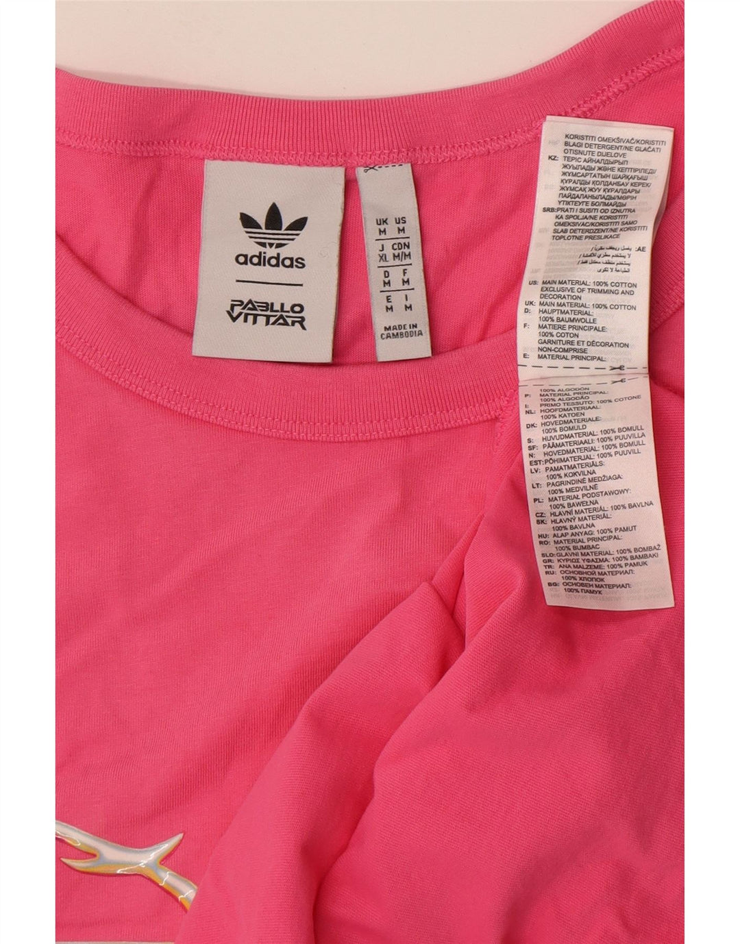 Adidas Dame Pabllo Vittar Grafisk Vest Top UK 14 Medium Pink Bomuld