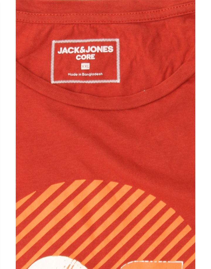 JACK & JONES Mens Graphic T-Shirt Top 2XL Red Cotton Vintage Jack & Jones and Second-Hand Jack & Jones from Messina Hembry 