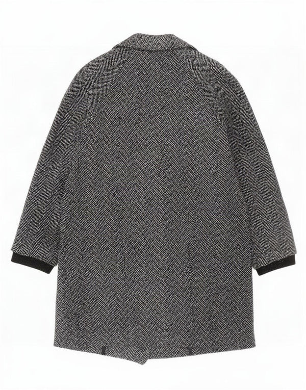 Topshop Dame Oversized Dobbeltradet Frakke UK 14 Medium Grey Herringbone