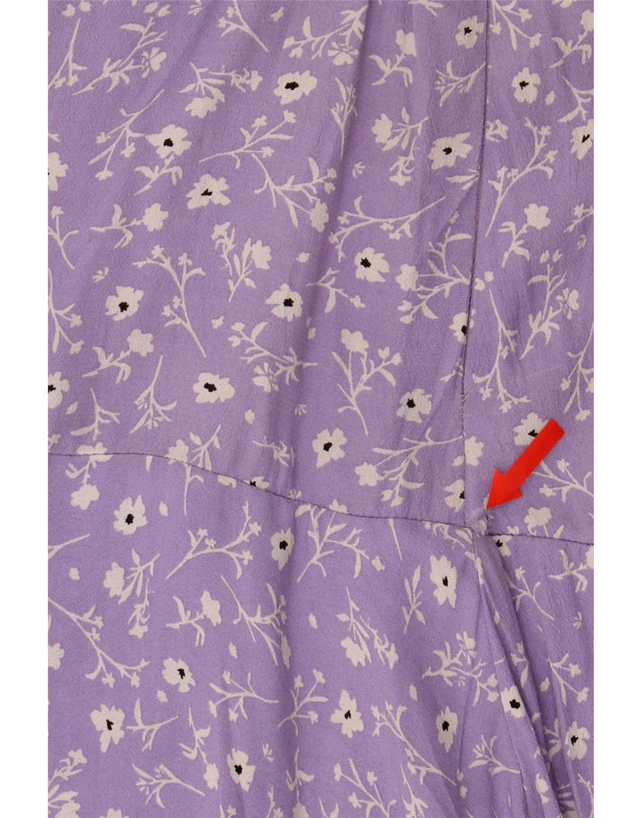 Zara Dame Mini-nederdel Medium W28 Lilla Floral Viscose
