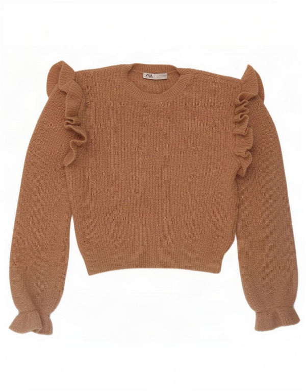 Zara Dame Loose Fit Jumper Sweater UK 14 Medium Beige