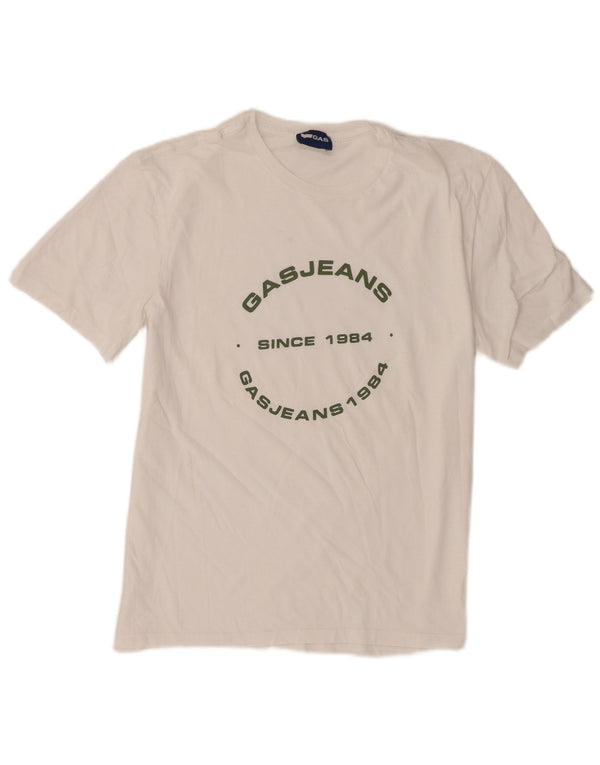 Gas Herre Grafisk T-Shirt Top Medium Hvid