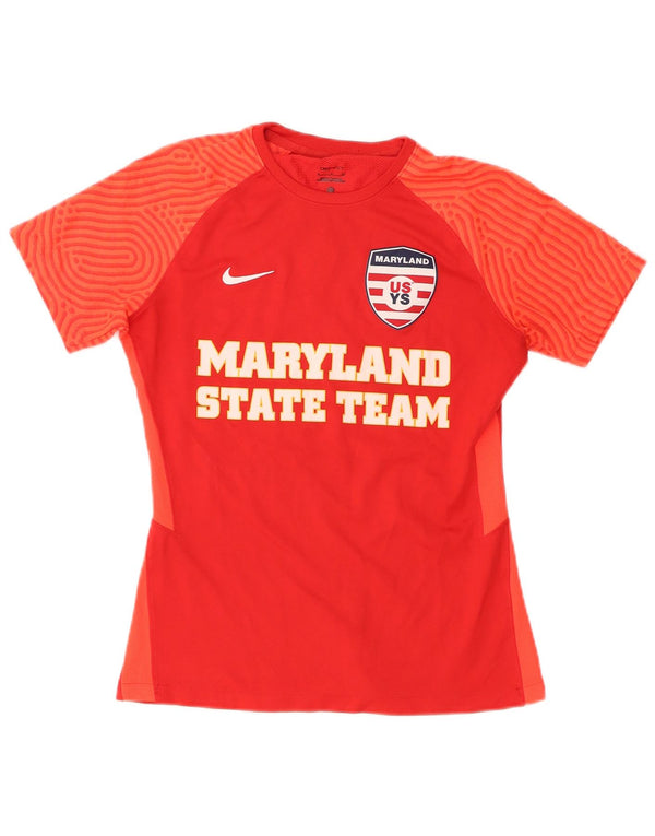Nike Dame Maryland State Team Grafisk T-Shirt Top UK 10 Lille Rød