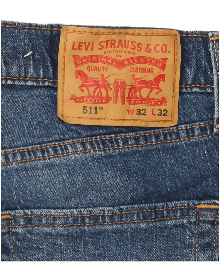 LEVI'S Herre 511 Slim Jeans W32 L32 Blå Bomuld