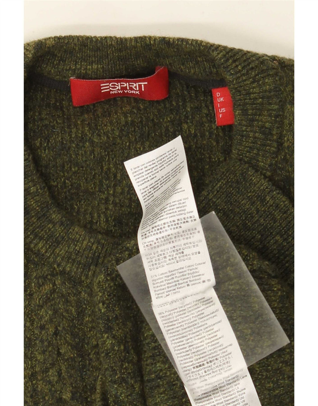 Esprit Herre trøje med rund hals, medium Khaki Bomuld