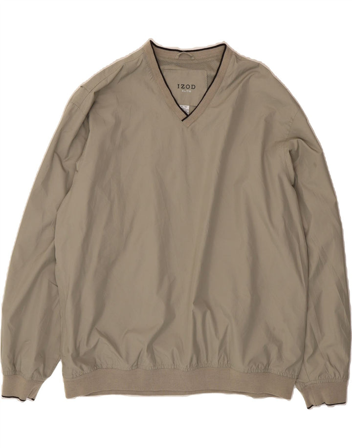 IZOD Mens Pullover Tracksuit Top Jacket UK 42 XL Khaki Polyester Vintage Izod and Second-Hand Izod from Messina Hembry 