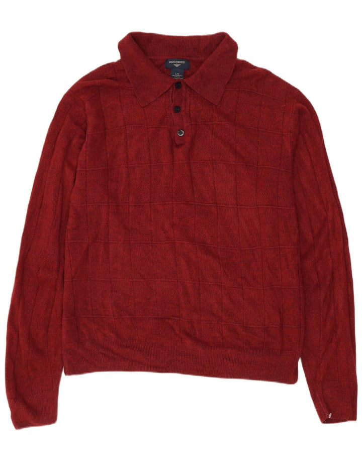 DOCKERS Herre polo hals sweater stor rødbrun akryl