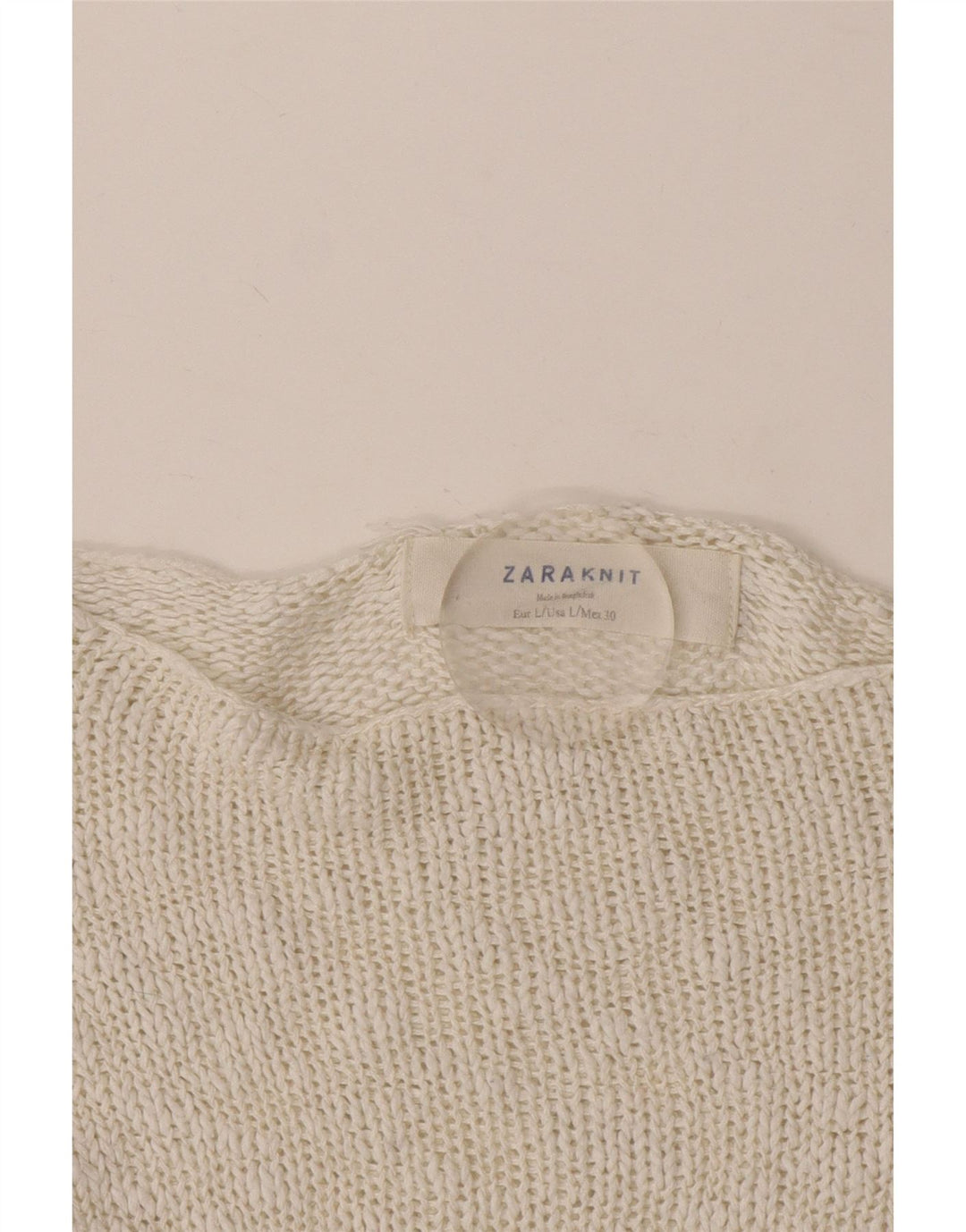 Zara Dame Boat Neck Jumper Sweater UK 14 Large Off White