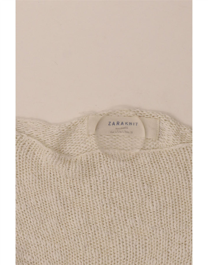 Zara Dame Boat Neck Jumper Sweater UK 14 Large Off White