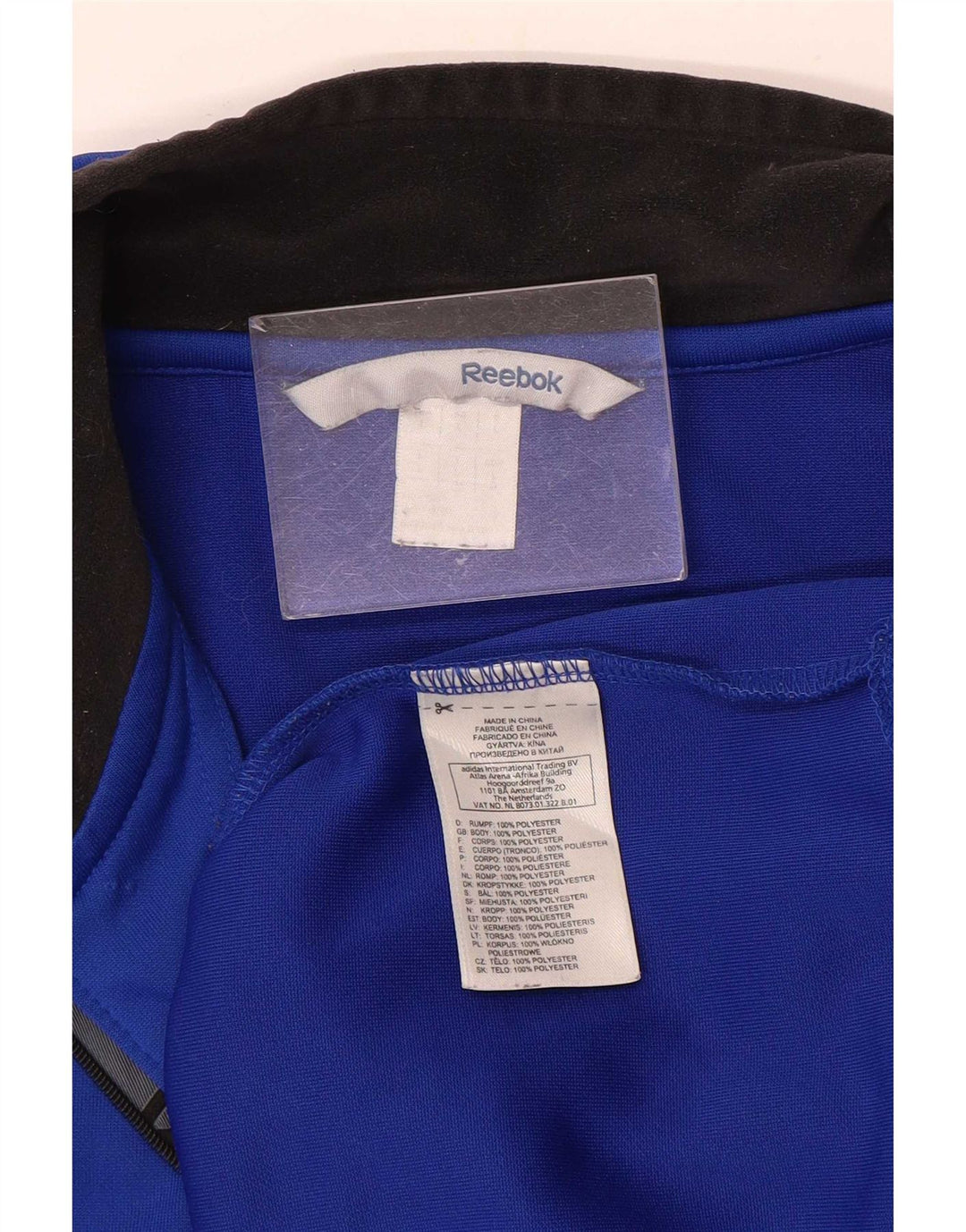 Reebok Herre Grafisk Zip Neck Pullover Træningsdragt Top Stor Blå Polyester