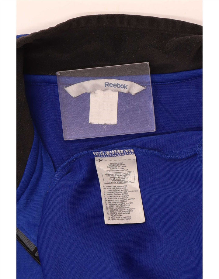 Reebok Herre Grafisk Zip Neck Pullover Træningsdragt Top Stor Blå Polyester