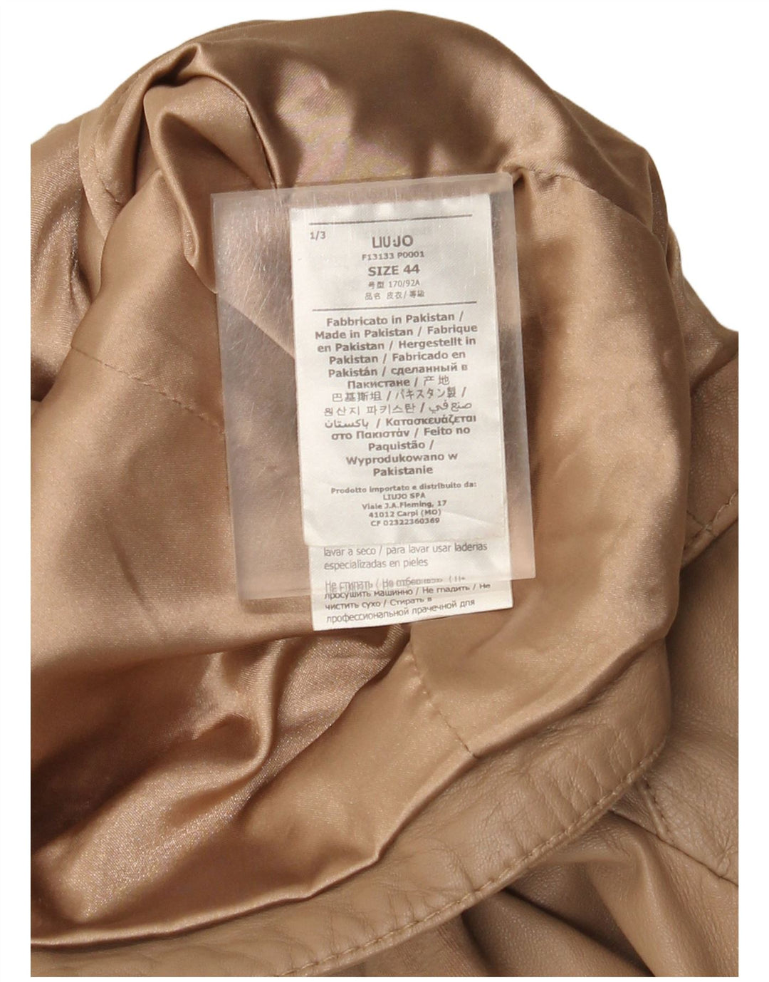 Liu Jo Dame Læder Biker Jacket IT 44 Medium Beige Læder