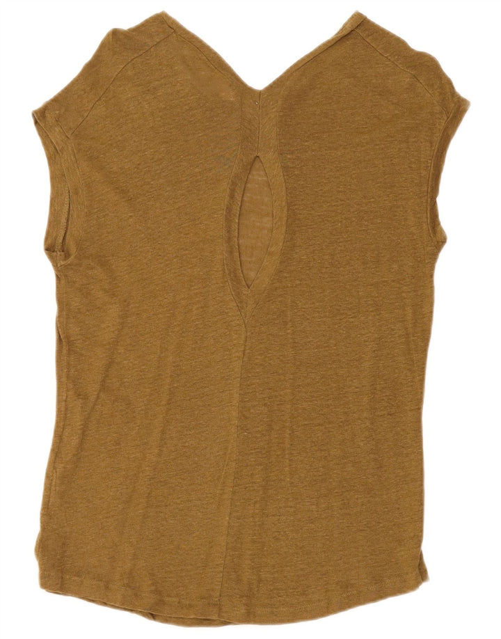 Zara Dame Bluse Top UK 10 Small Khaki