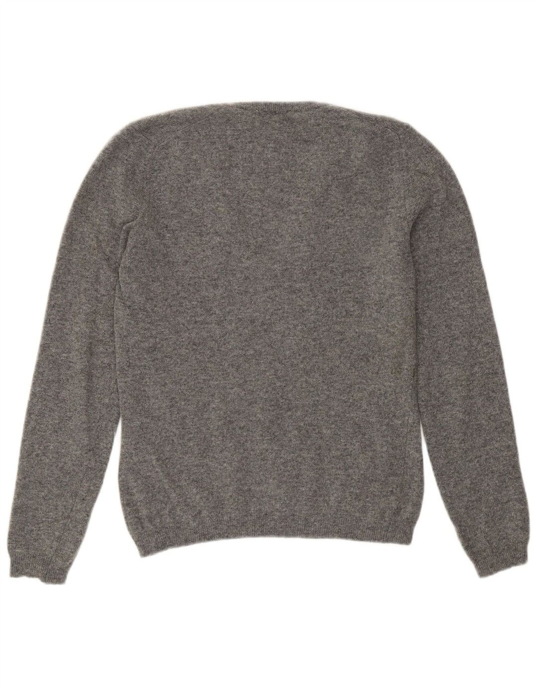 Benetton Dame V-hals sweater UK 12 Medium Grey Uld