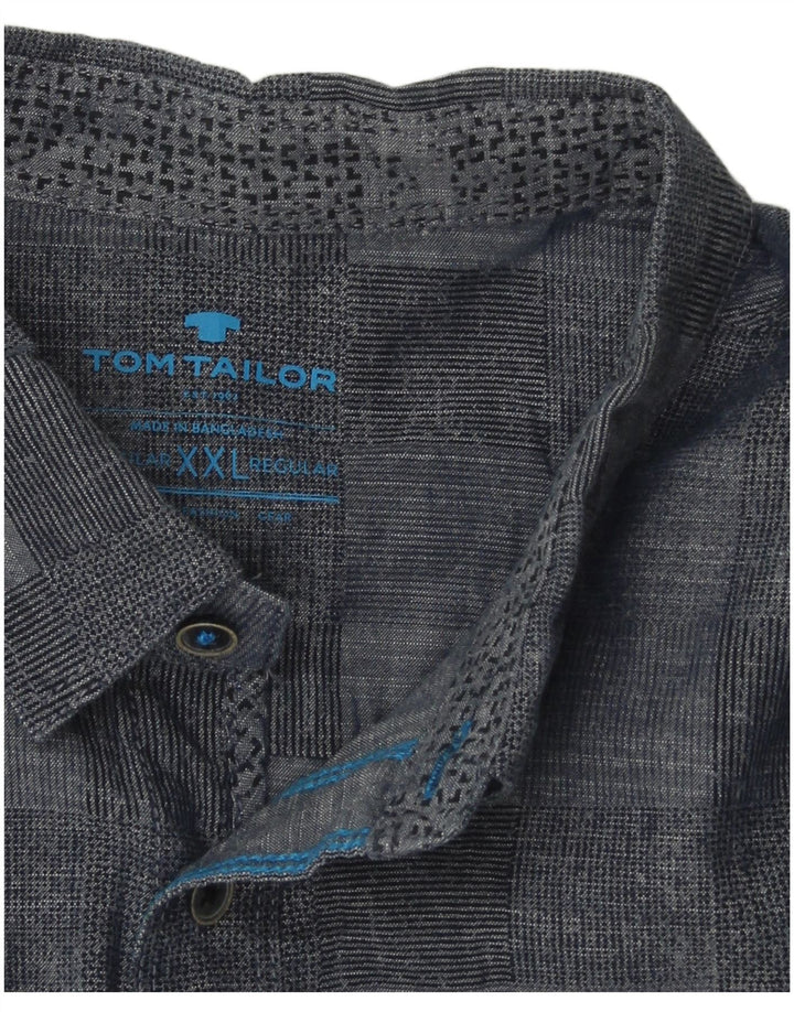 TOM TAILOR Herreskjorte 2XL Marineblå Geometrisk