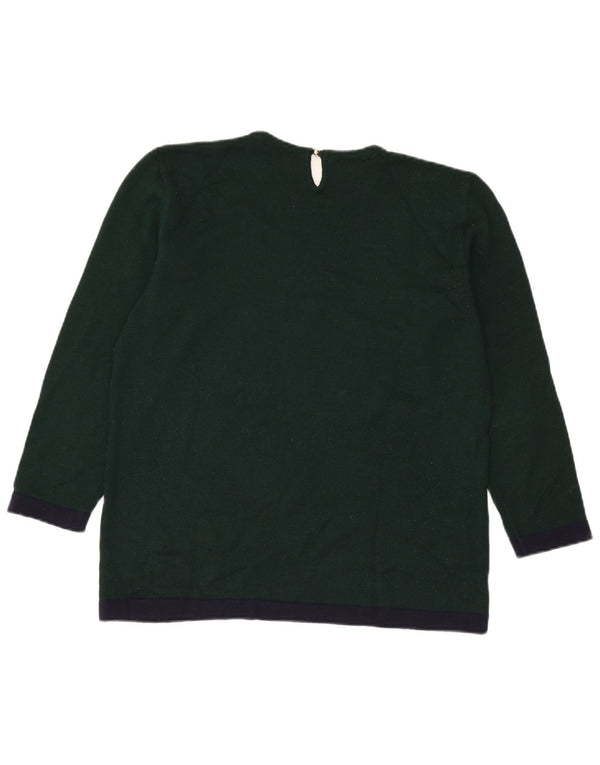 Vintage Womens Graphic Crew Neck Jumper Sweater IT 48 XL Green New Wool