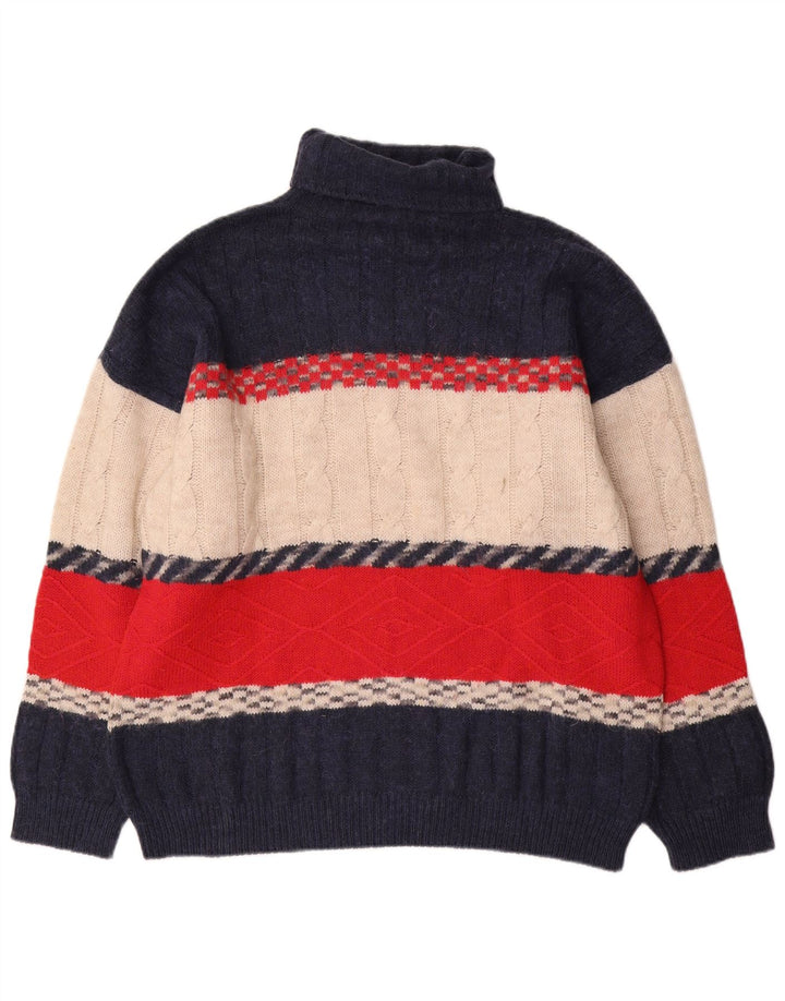 Kappa Herre Roll Neck Jumper Sweater XL Navy Blue Colourblock Uld
