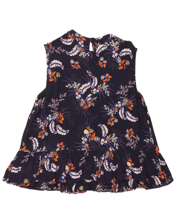 Marks & Spencer Dame ærmeløs bluse Top UK 18 XL Navy Blue Floral