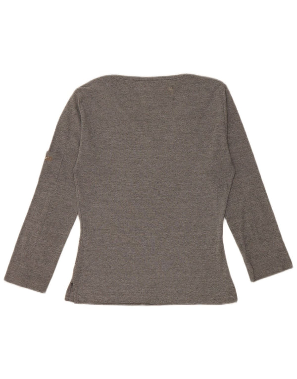 Guess Womens Crop Top Langærmet UK 12 Medium Grey Bomuld