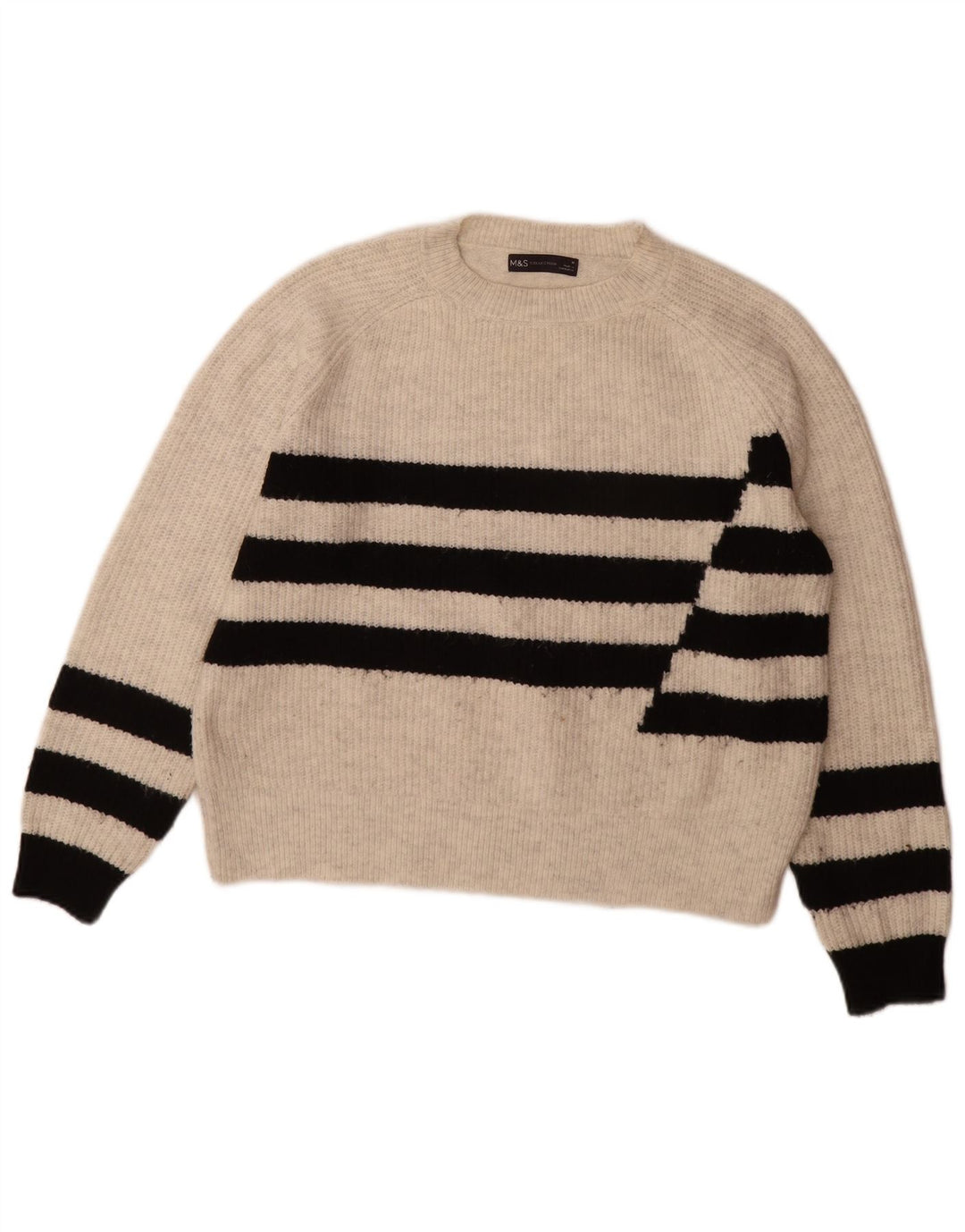 Marks & Spencer Dame sweater med rund hals DK 14 Mellem grå stribet
