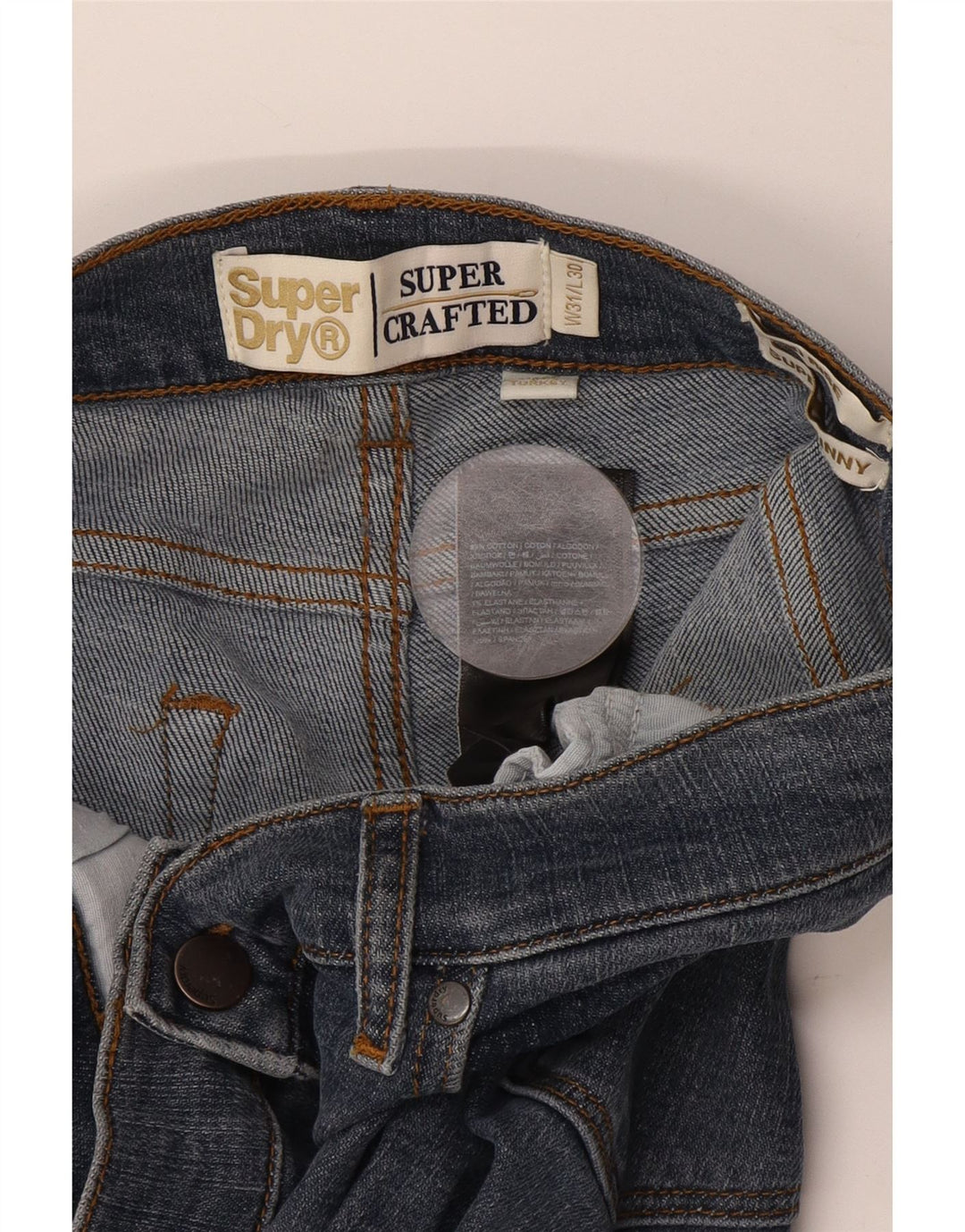 SUPERDRY Dame Mid Rise Super Skinny Jeans W31 L30 Marineblå Bomuld