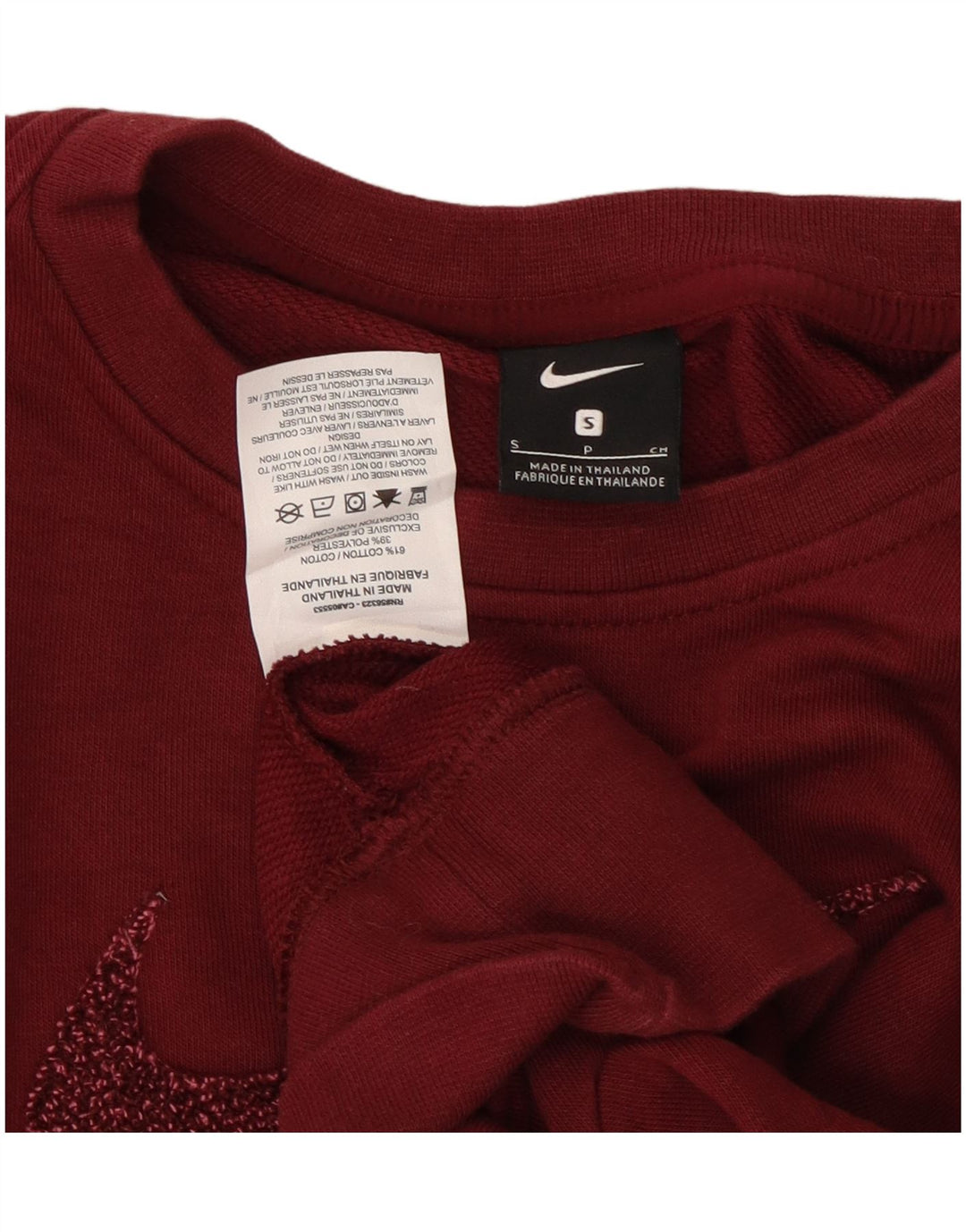 NIKE Dame Oversized Grafisk Crop Sweatshirt Jumper UK 10 Small Maroon