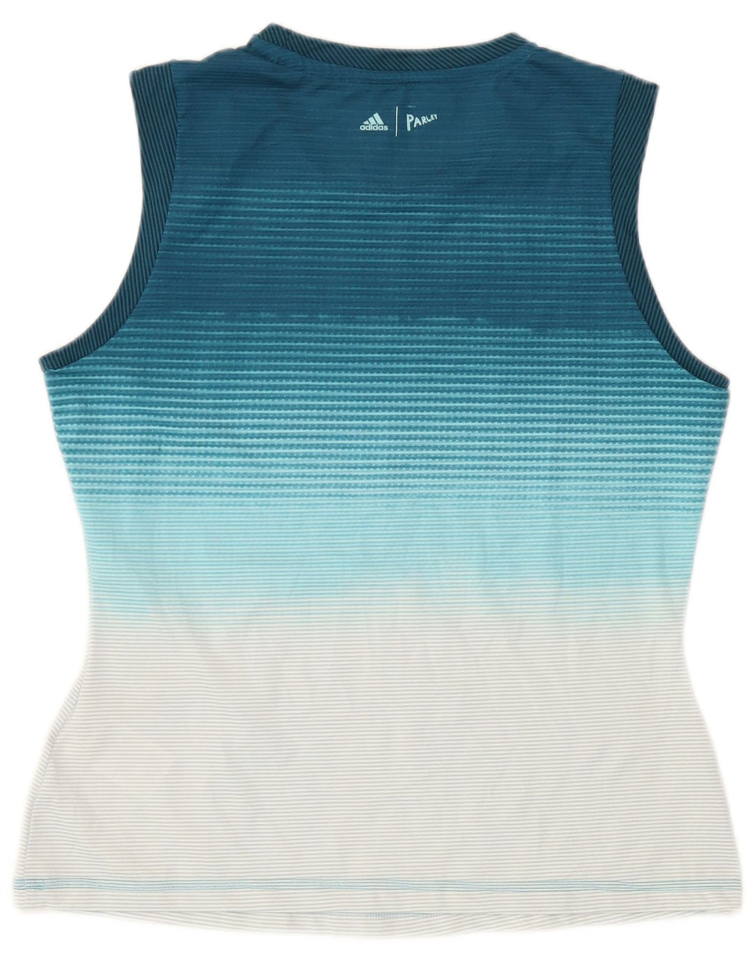 Adidas Damevest Top UK 12/14 Medium Blue Striped Polyester