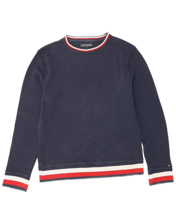 Tommy Hilfiger Herre Boat Neck Jumper Sweater Medium Navy Blue Bomuld