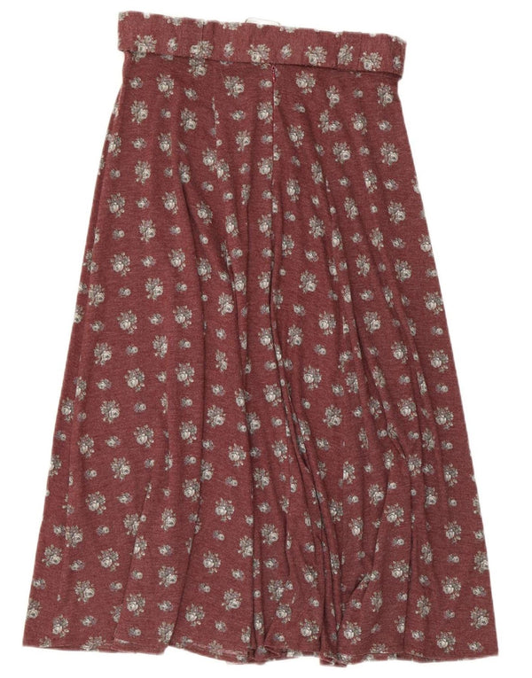 Vintage Dame Flared Skirt IT 44 Medium W30 Burgundy Floral