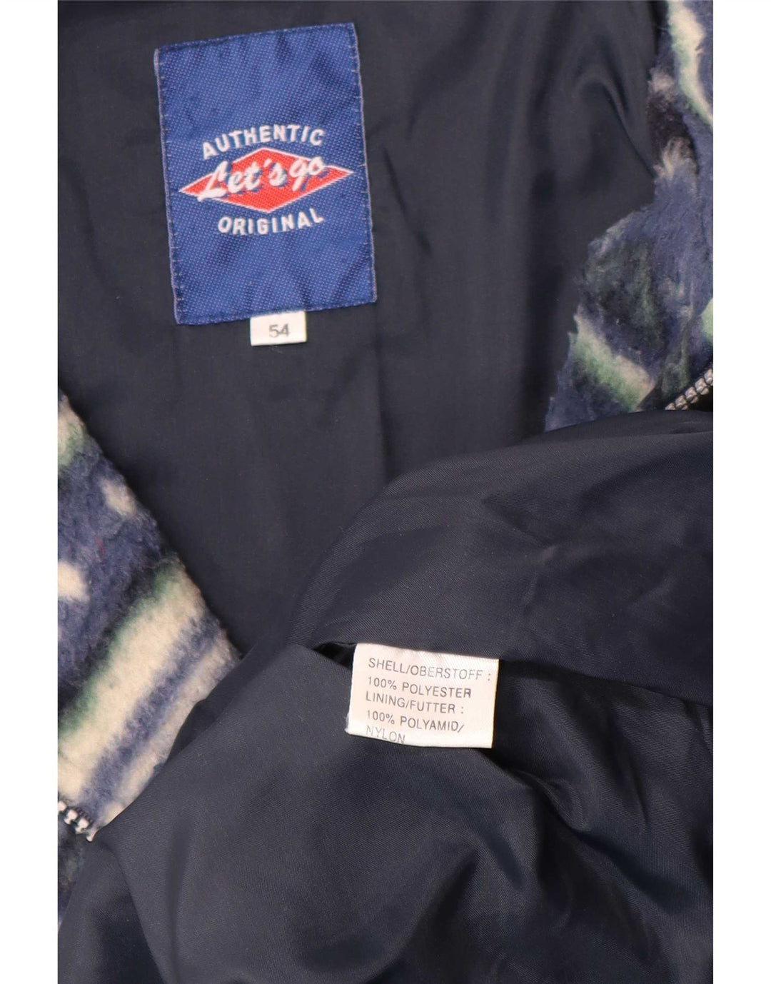 Autentisk Herre fleecejakke IT 54 2XL Blå Geometrisk Polyester